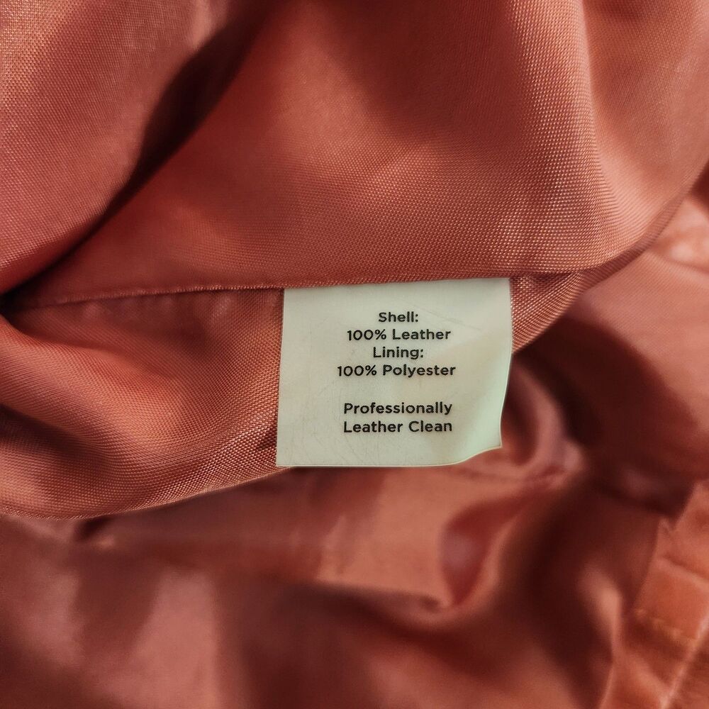 Talbots Leather Jacket Blazer Womens 18 Jacket Salmon Soft Moto Y2K Luxe - Picture 7 of 8